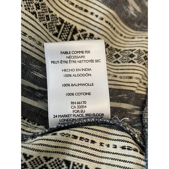 Anthropologie Vintage-Inspired Y2K Navy & Ivory Boho Tribal Print Dress Halter N - Picture 11 of 11